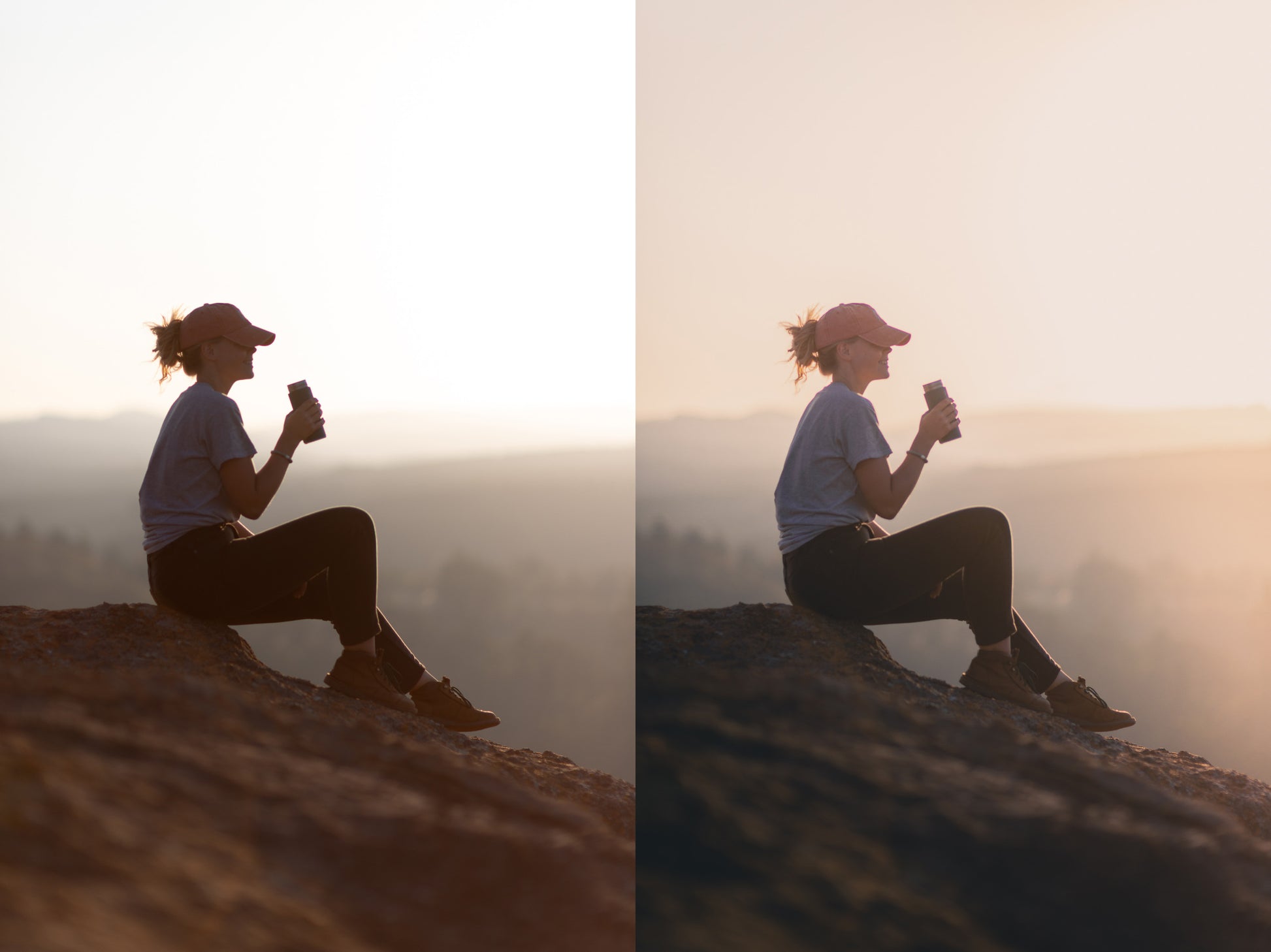 backlight photo before and after using presets