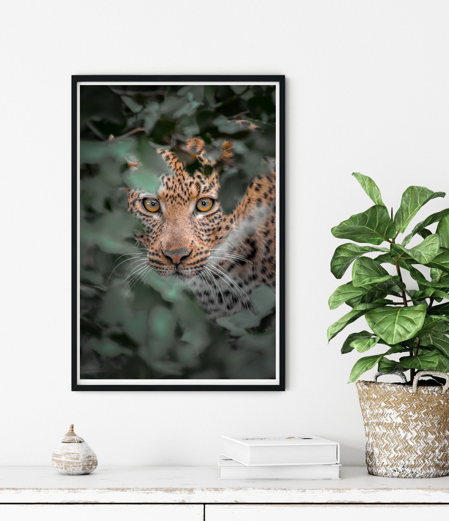 framed leopard print on wall